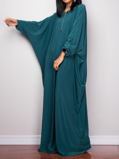 Casual Loose Round-Neck Long Sleeves Maxi Dress