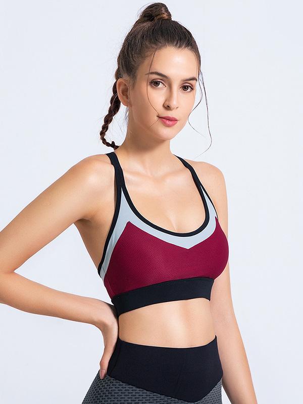 Wrap Contrast Color Backless Spaghetti-Neck Sports Bra