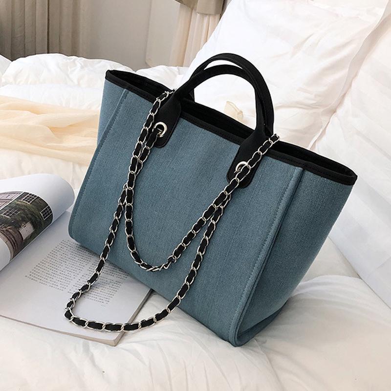 Fashion Canvas Shoulder Bag Women Chain Bag