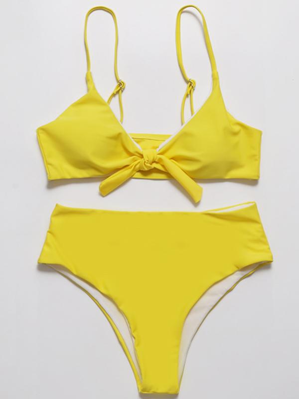 Sexy Solid Bowknot Bikinis Swimwear
