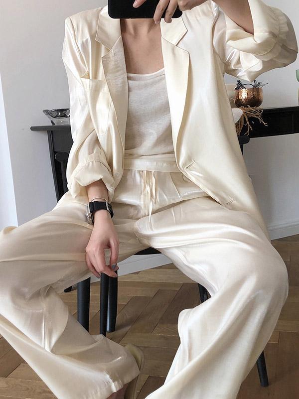 Original Solid Silk Suit Outwear