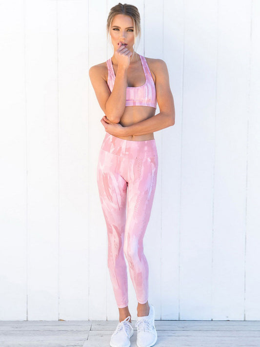 Tie-Dye Printed Sports Bra&Leggings Suits