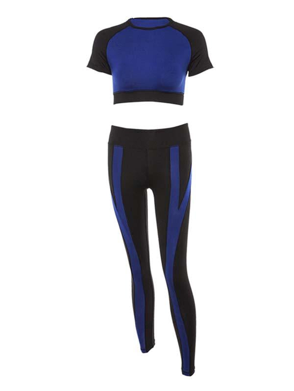 Pink Color-Block Yoga Suits