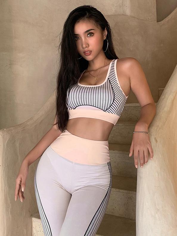 Lift-Hip Striped Bra&Fitness Leggings Suits