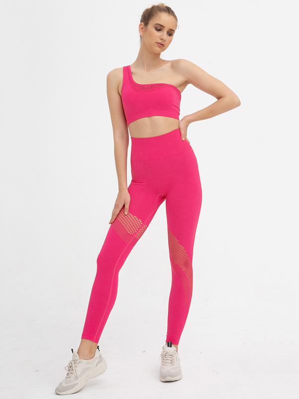 Fashion Hollow Solid One-Shoulder Yoga Suits