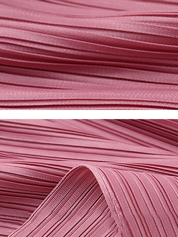 Original Pleated Solid Color Lapel Collar T-Shirt Top