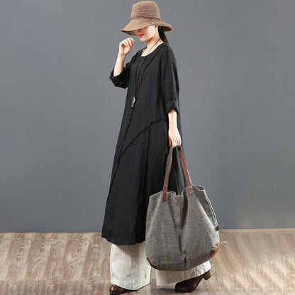Casual Long Sleeve Spliced Women Dress