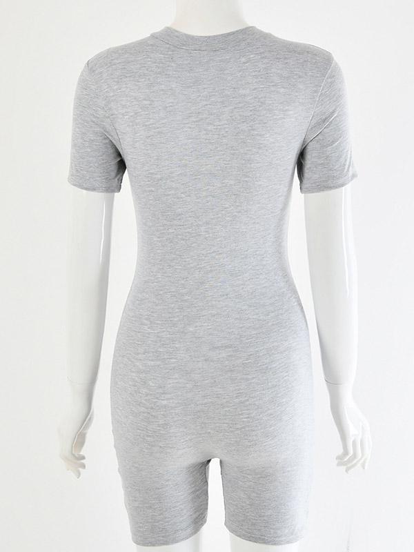 Sexy Wrap Solid Zipper Rompers