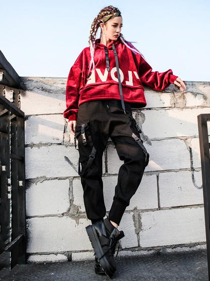 Hiphop Loose Tooling Solid Overalls