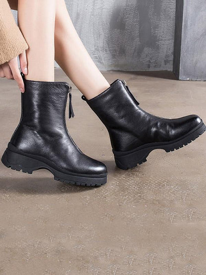 Warm Zipper Mid Calf Boots