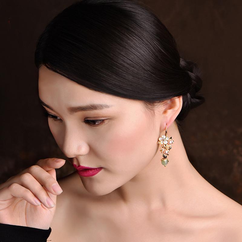 Ethnic Gold Plated Long Eardrop Earrings
