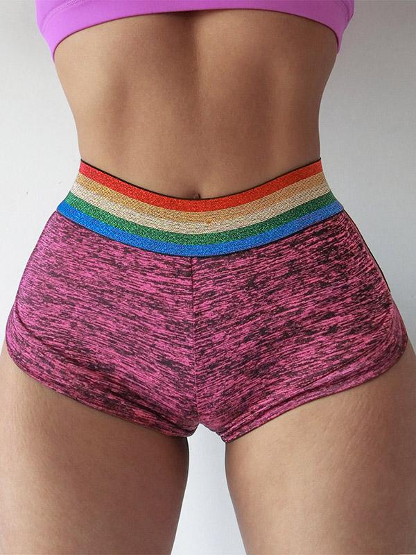 Sexy Contrast Color Wrap High-Waisted Sports Shorts