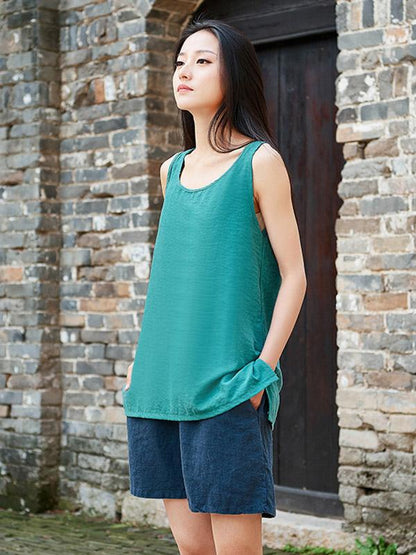 Cotton A-line Sleeveless T-shirt