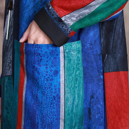 Personalized Multicolored Printed Turtleneck Warm Dress
