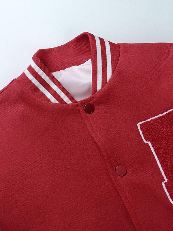 Faux Fur Sleeves Baseball Uniform