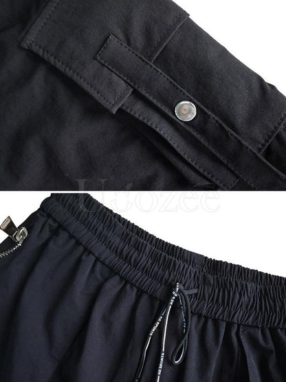 Casual Zipper Drawstring Overall Pants