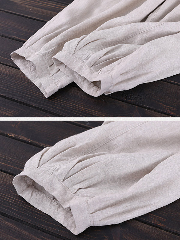 Simple Solid Color Elasticity Waist Harem Pants