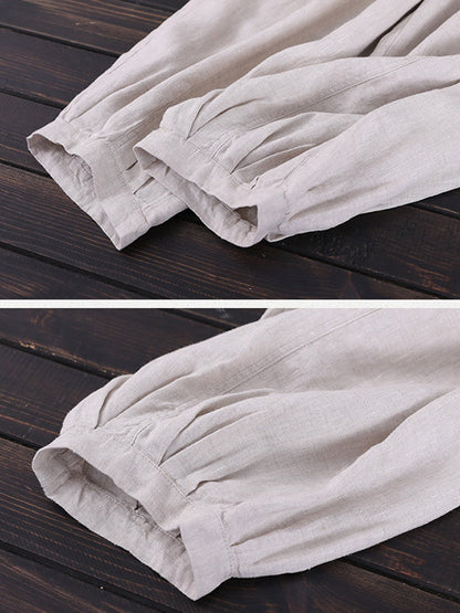 Simple Solid Color Elasticity Waist Harem Pants