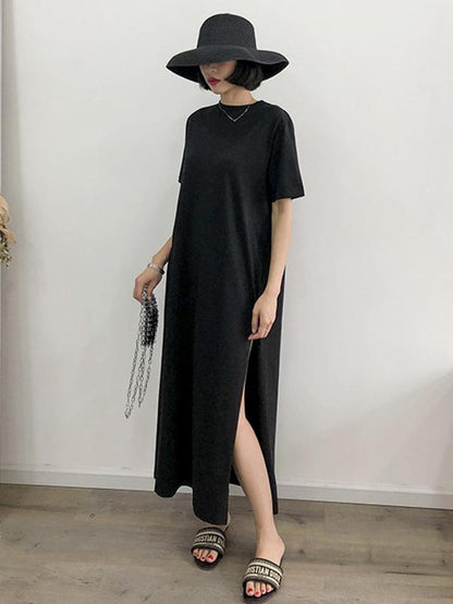 Loose Black Split-side Long Dress