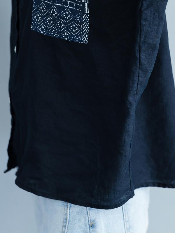 Loose Floral Printed Lapel Long Sleeves BLouses