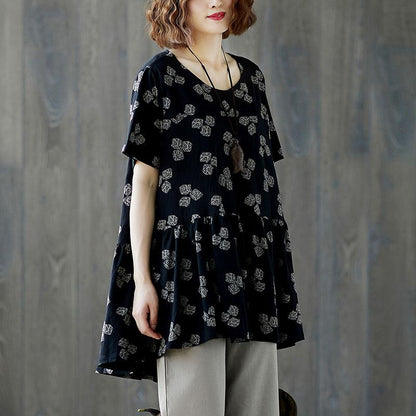 Women Short Sleeve Black Casual Summer Tops