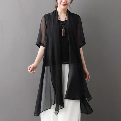 Summer Women Black Suit Cardigan Coat Casual Vest