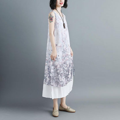 Women Sleeveless Printed Patchwork Pullovers Dress