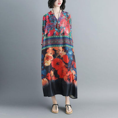 Women V Neck Printed Summer 1/2 Sleeve Dress