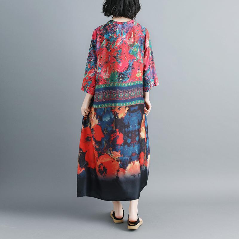 Women V Neck Printed Summer 1/2 Sleeve Dress