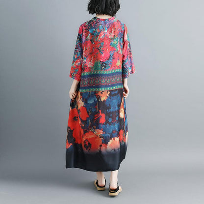 Women V Neck Printed Summer 1/2 Sleeve Dress