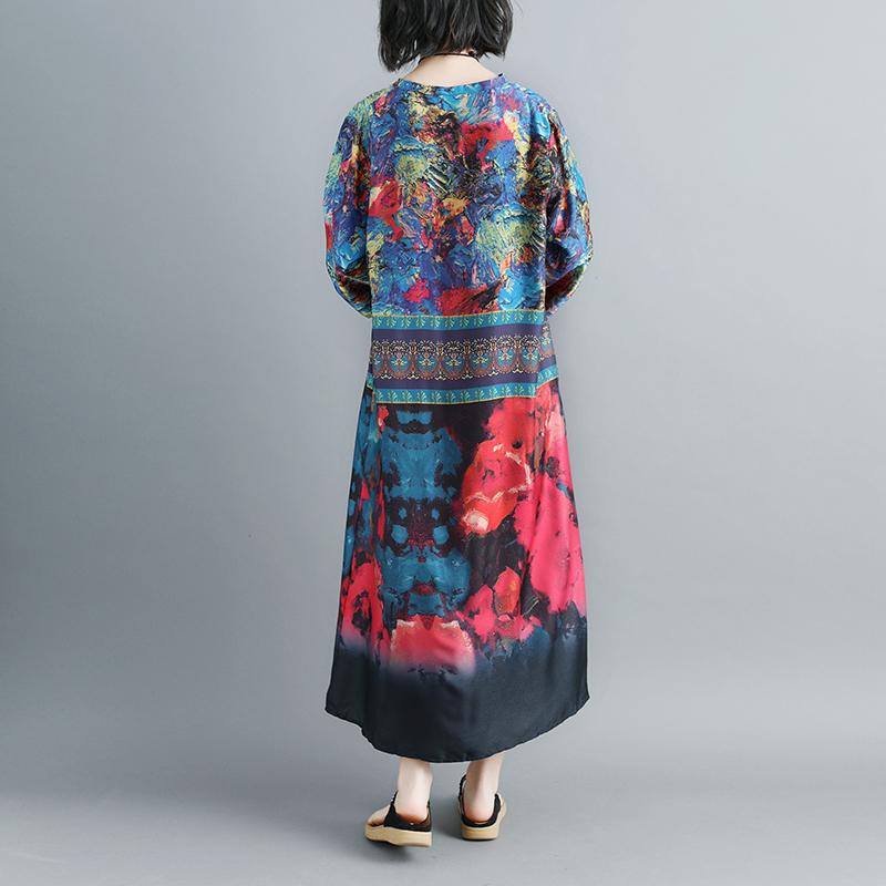 Women Summer V Neck Printed 1/2 Sleeve Dress