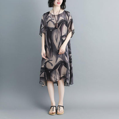 Women Pullovers Short Sleeve Printed Casual Dress