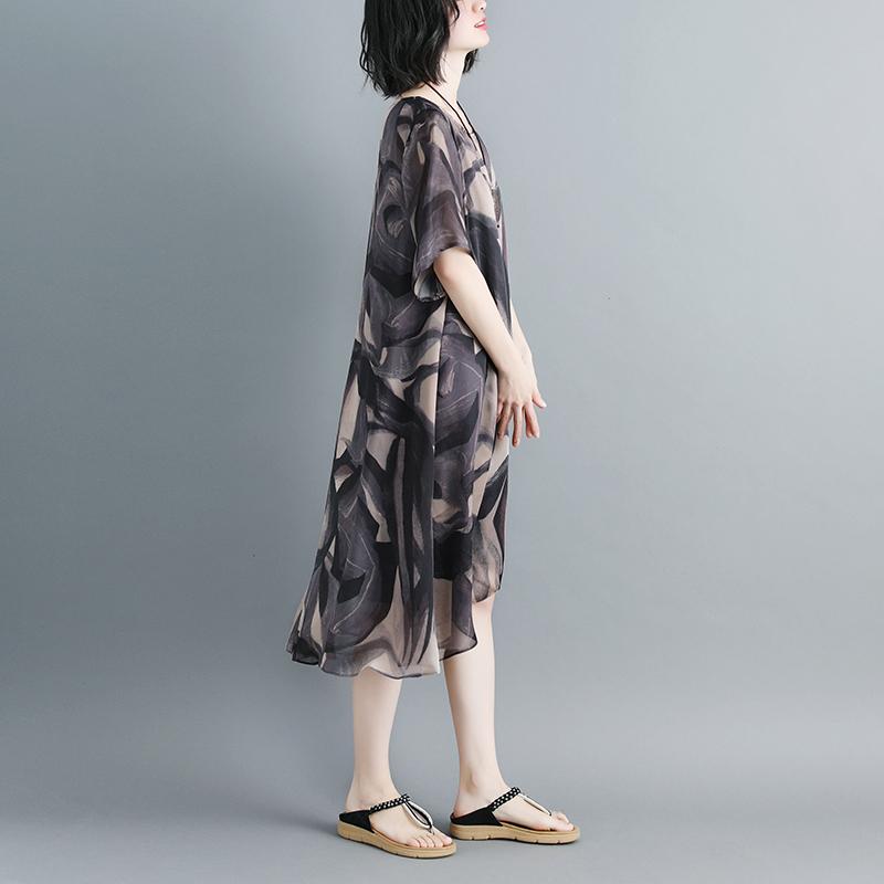 Women Pullovers Short Sleeve Printed Casual Dress