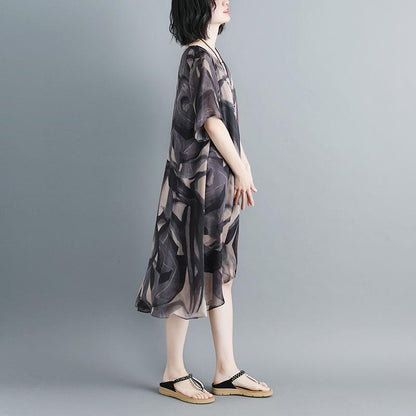 Women Pullovers Short Sleeve Printed Casual Dress
