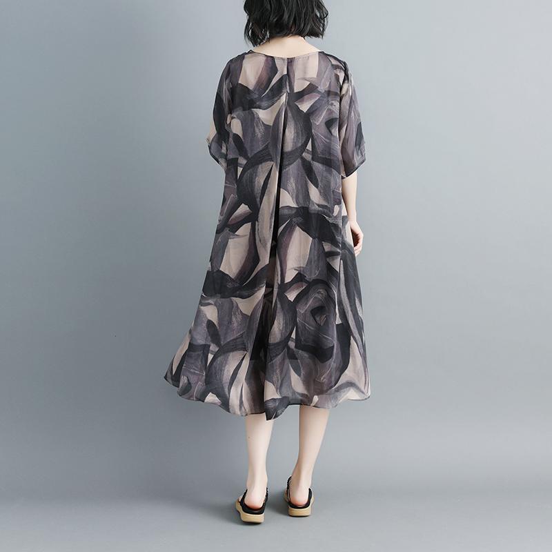 Women Pullovers Short Sleeve Printed Casual Dress