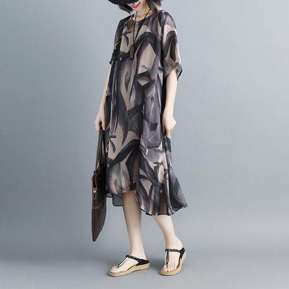Women Pullovers Short Sleeve Printed Casual Dress