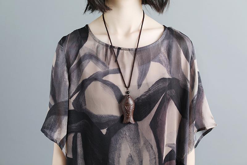 Women Pullovers Short Sleeve Printed Casual Dress