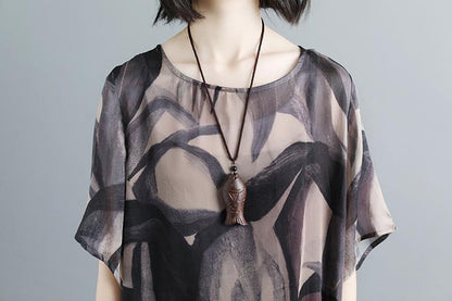 Women Pullovers Short Sleeve Printed Casual Dress