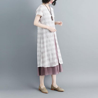 Women Short Sleeve Plaid Two-Piece Set