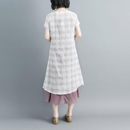 Women Short Sleeve Plaid Two-Piece Set