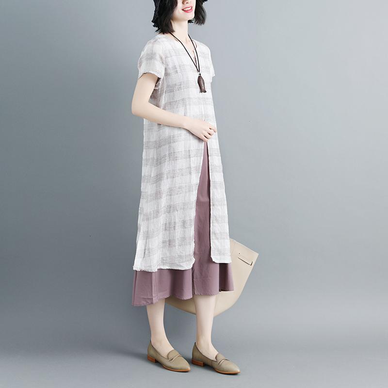 Women Short Sleeve Plaid Two-Piece Set