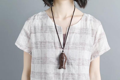 Women Short Sleeve Plaid Two-Piece Set