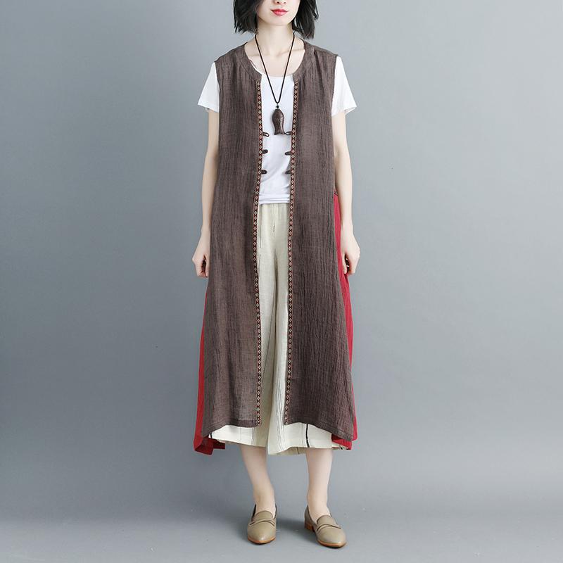 Women Sleeveless Lacing Irregular Long Coat