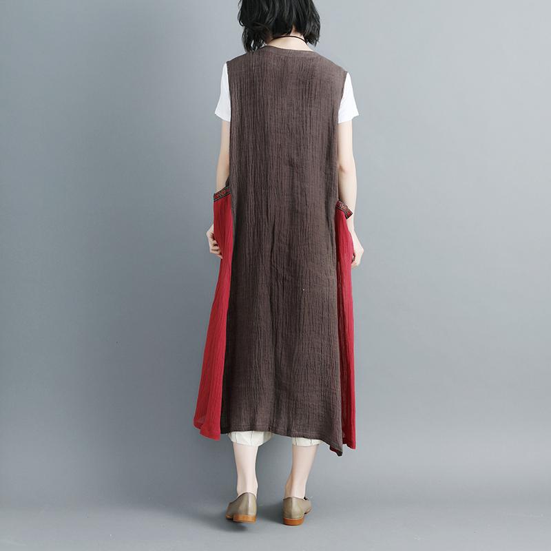 Women Sleeveless Lacing Irregular Long Coat