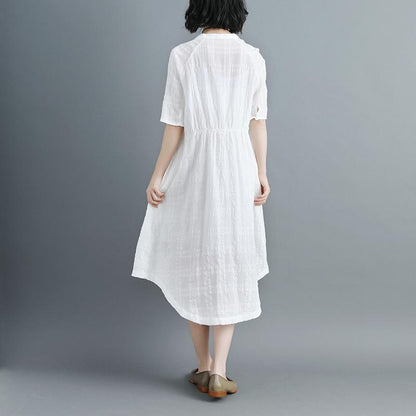 Women Short Sleeve White V Neck Lacing Cardigan