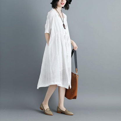 Women Short Sleeve White V Neck Lacing Cardigan