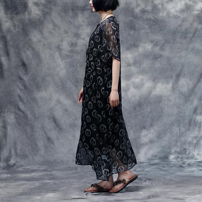 Summer Floral Short Sleeve Casual Two-piece Dress