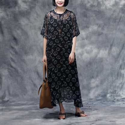 Summer Floral Short Sleeve Casual Two-piece Dress