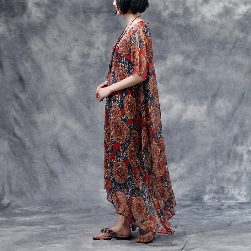 Summer Floral Short Sleeve Casual Two-Piece Dress