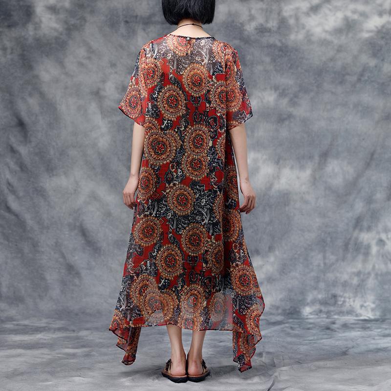 Summer Floral Short Sleeve Casual Two-Piece Dress